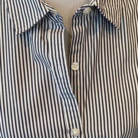 Gloria Vanderbilt Navy/White Striped Shirt - Picture 2 of 7